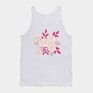 Delicate roses - White on pink background Tank Top